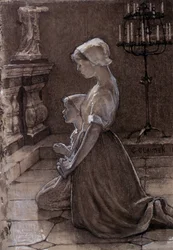 French Peasant Girls Praying